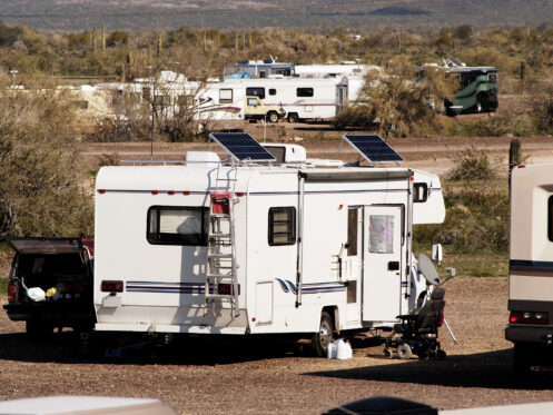 An RV in Arizona, powered by solar panels